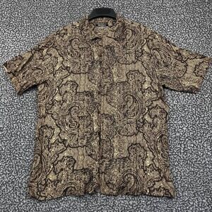 Brandini Shirt Men Large Paisley Button Up Short Sleeve Collared L